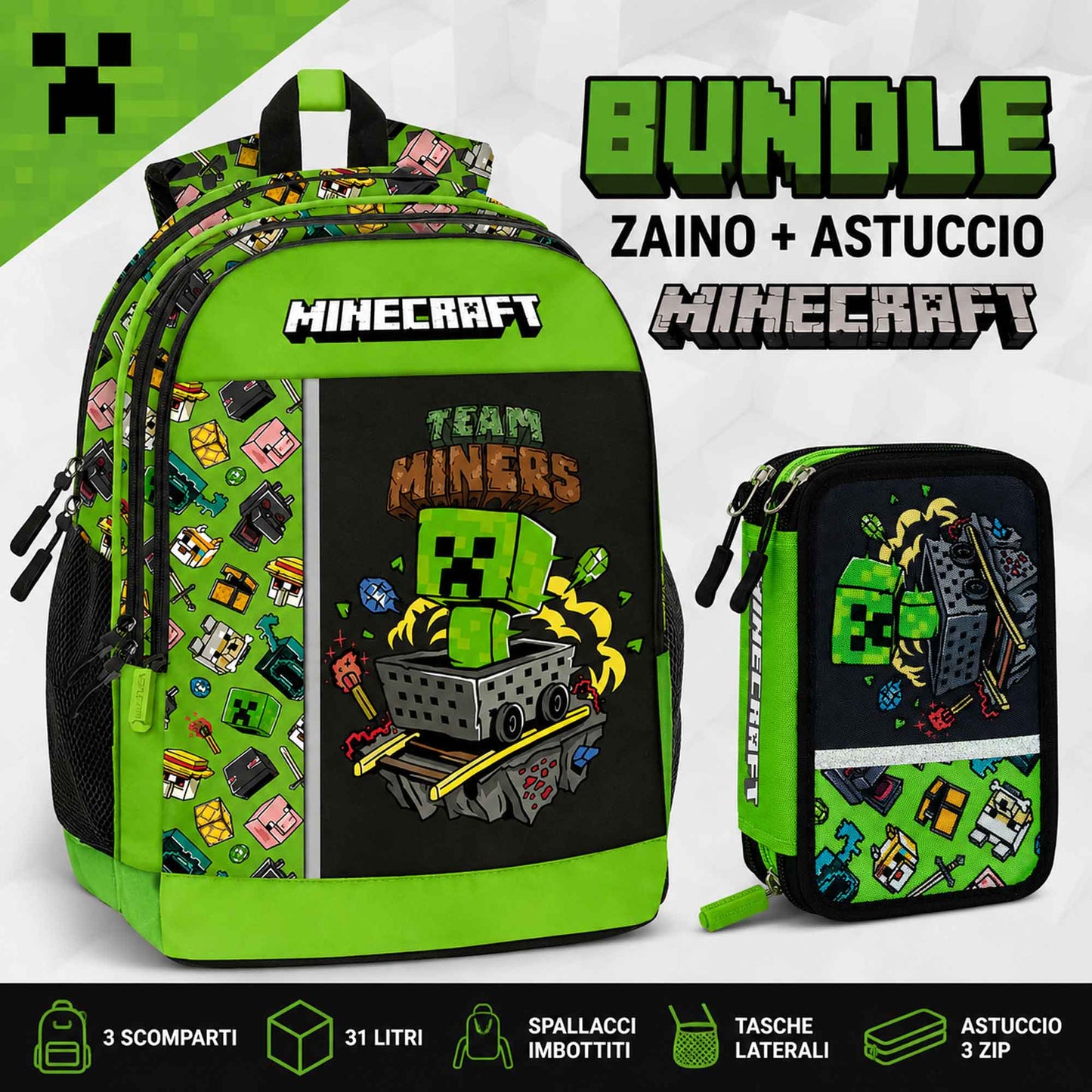 Minecraft Zaino Scuola Organizzato Mascots