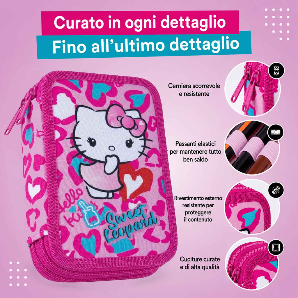 Astuccio 3 Zip Hello Kitty Completo – 44 Pezzi