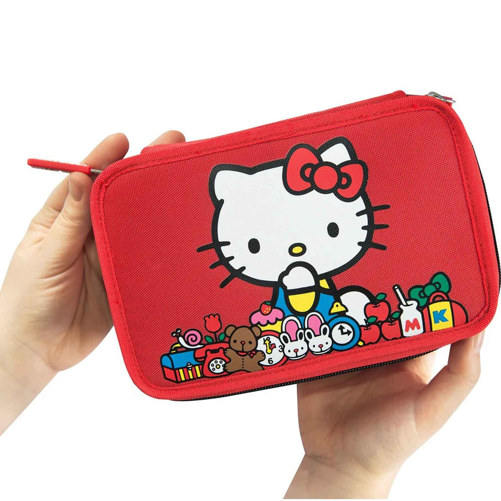 Astuccio 3 zip Hello kitty Rosso