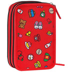 Astuccio 3 zip Hello kitty Rosso
