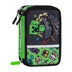 Minecraft Astuccio 3 Zip con Corredo Scuola Mascots