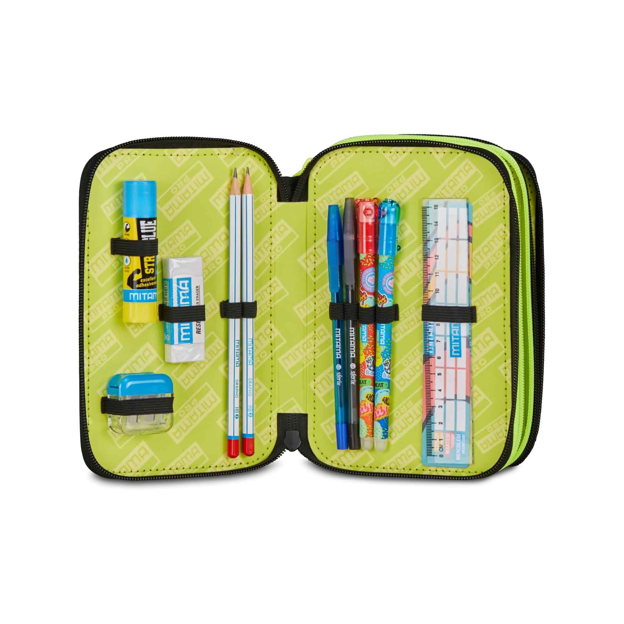 Astuccio 3 Zip Mitama Inkstyle Completo 47 Pezzi | Astuccio Scuola Bambino