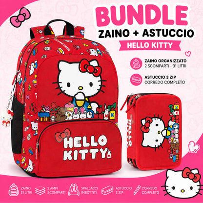 Zaino organizzato Hello kitty Rosso