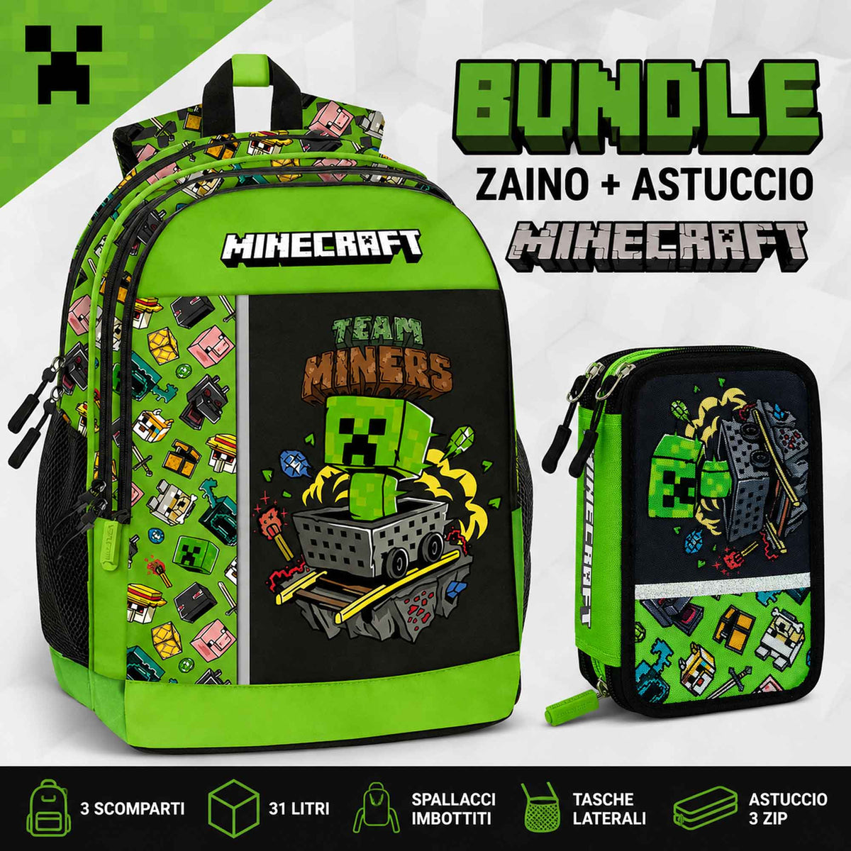 Minecraft Zaino Scuola Organizzato Mascots
