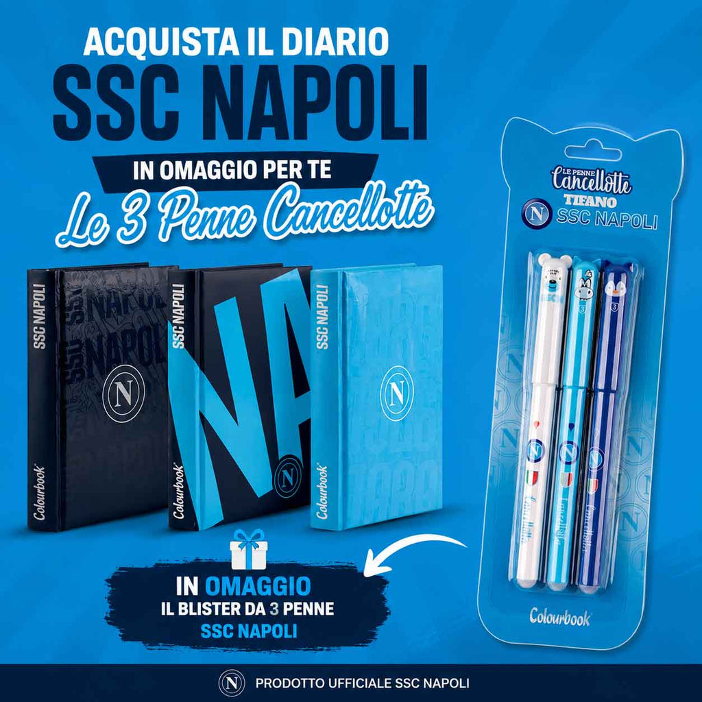 Diario Scuola 12 Mesi SSC Napoli 1926 Colourbook + Blister 3 Penne SSC Napoli in Omaggio