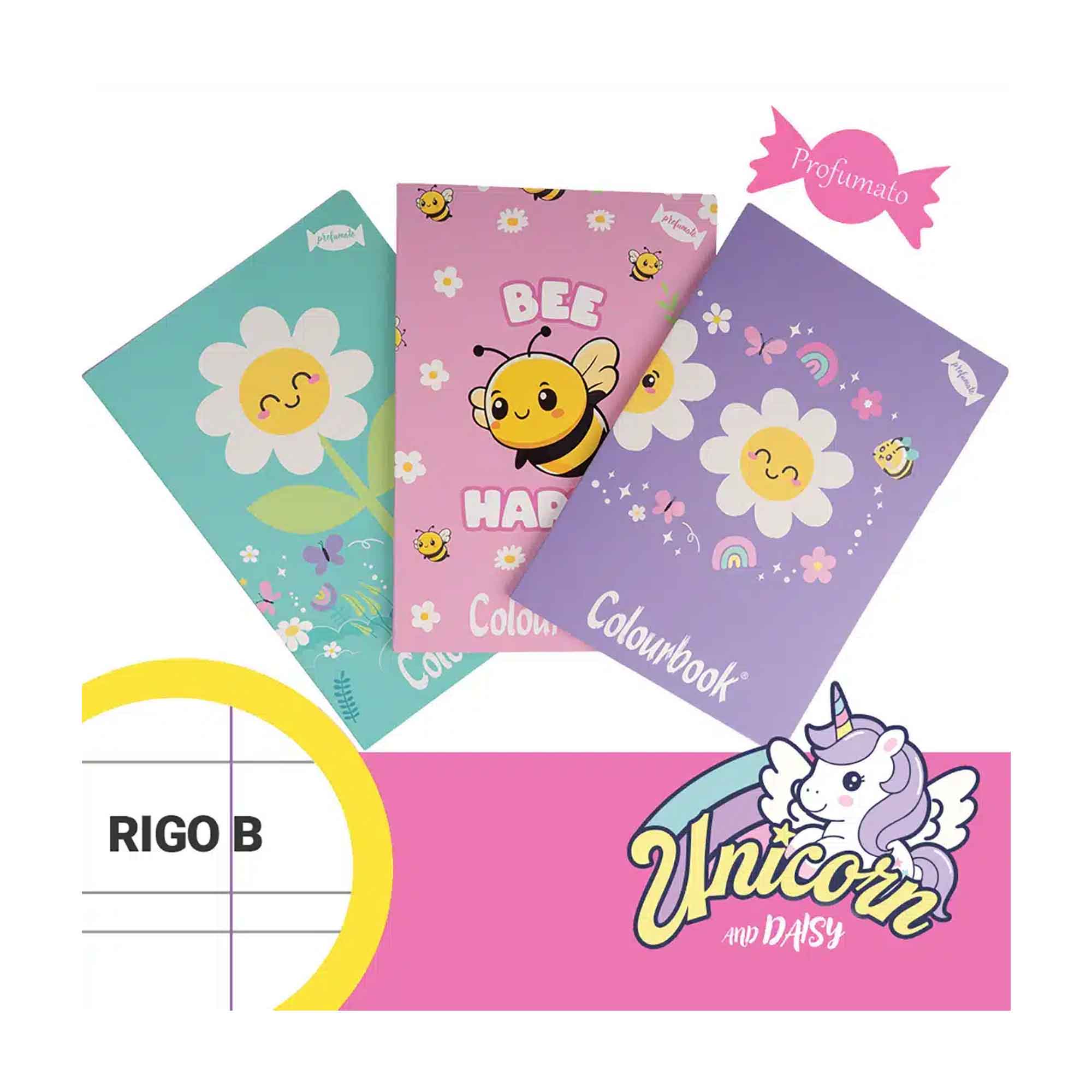 Set 3 quaderni profumati A4 Daisy Rigo B – Righe terza elementare