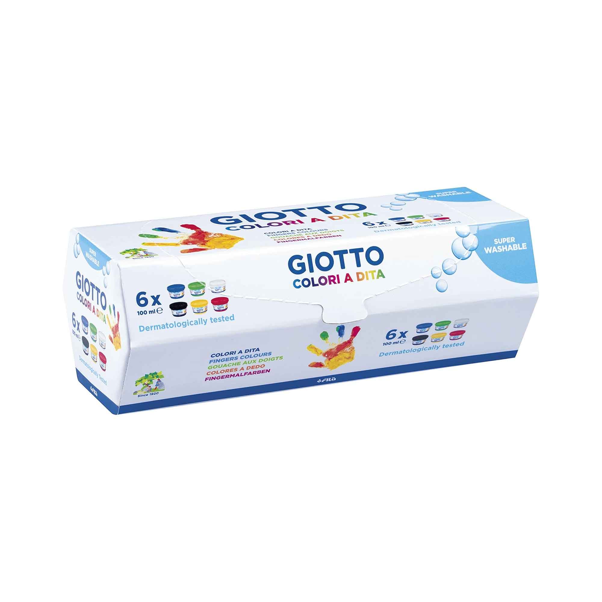 Giotto Tempera a Dita 6 Colori – 6 Barattoli da 100 ml