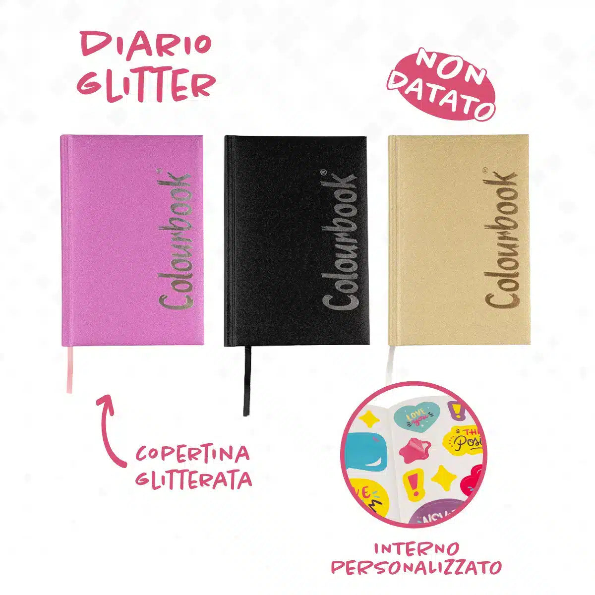 Diario scolastico Glitter 2026-27 - Colourbook