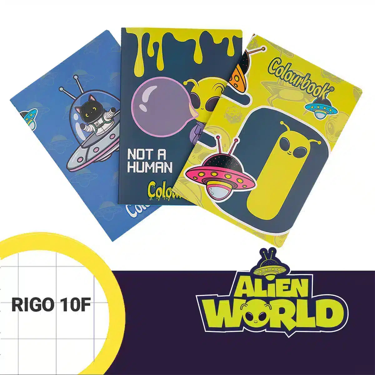 Set 3 Quaderni A4 Alien World Rigo 10F | Colourbook